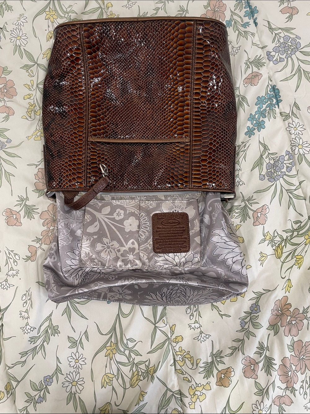 Brighton Brown Faux-Snakeskin Shoulder Bag with Matching Wallet - Picture 4 of 16